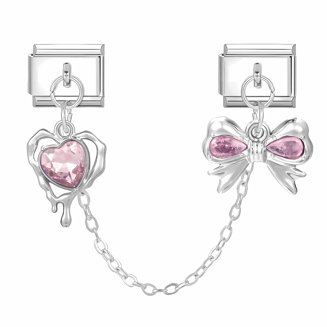 Rosa Herz & Schleife Ketten Anhänger